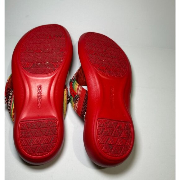 Minnetonka Women’s Silverthorne 360 Sandals Red Frisco Stripe Size 8M - Picture 7 of 7